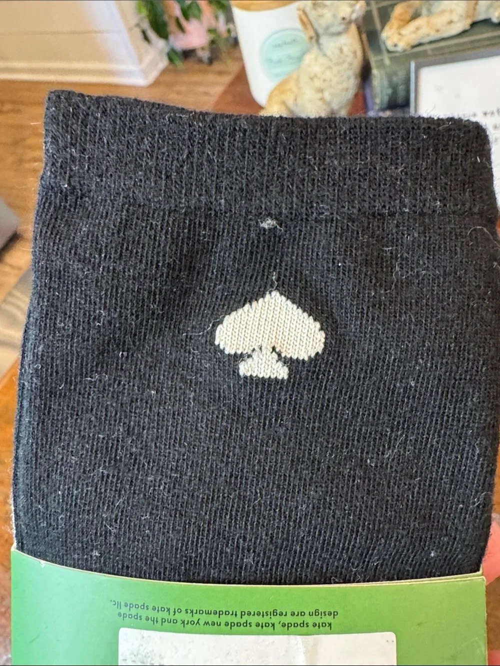 kate spade White Crew Socks with Pink and Black Detail